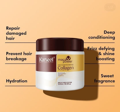Karseell Maca Hair Mask – Deep Repair & Silk Smooth Treatment 16.9 Oz 500ml